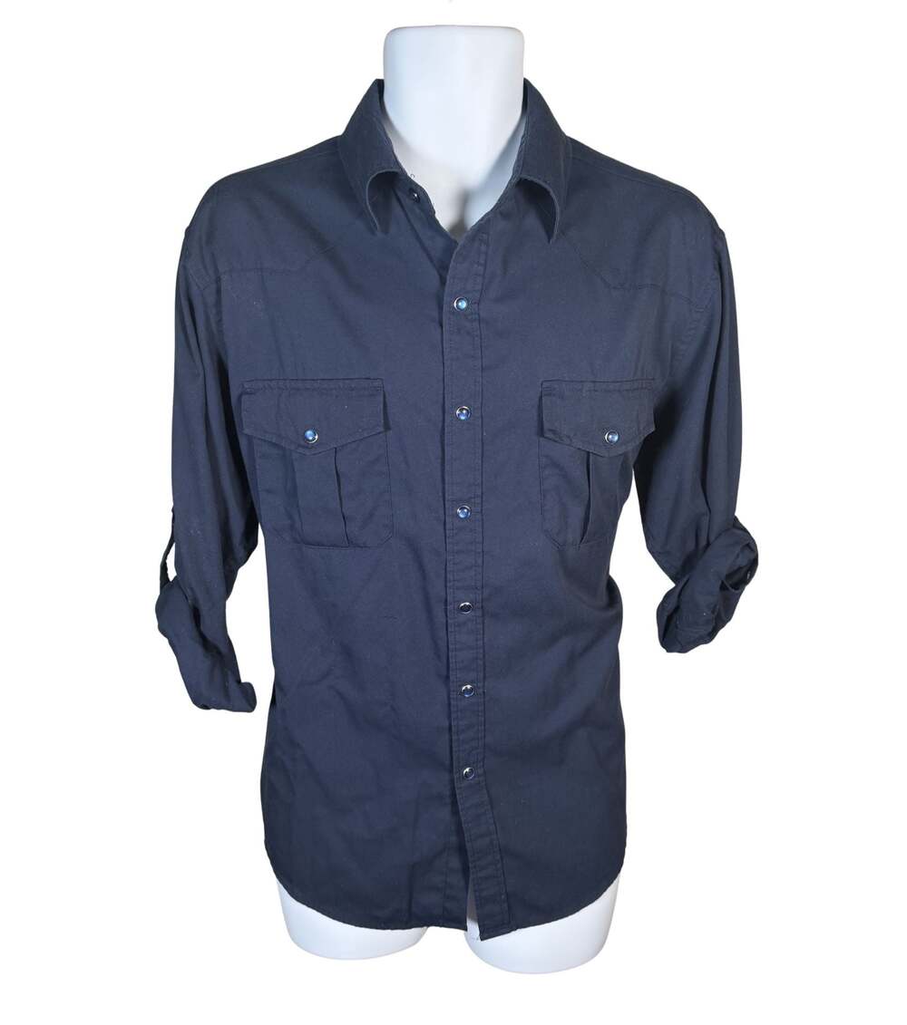 Coevals Club Men's Long Sleeve Solid Navy Western Pearl Snap Cowboy Shirt